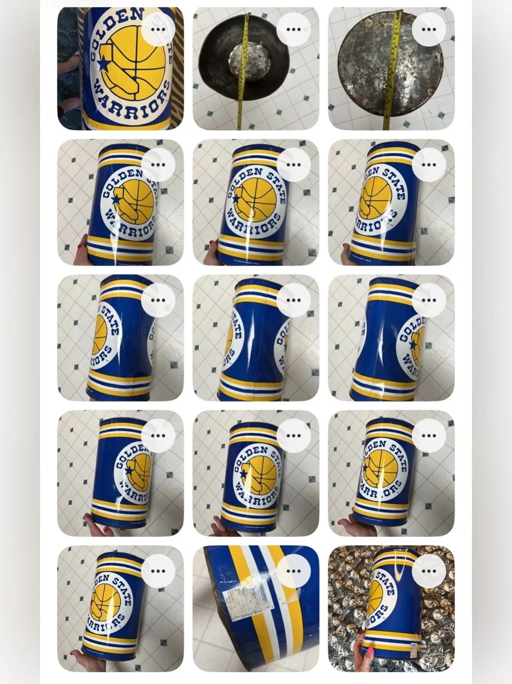 1992 NBA Golden State Warriors P&K Products Co Metal Tin Waste Trash Basket Can